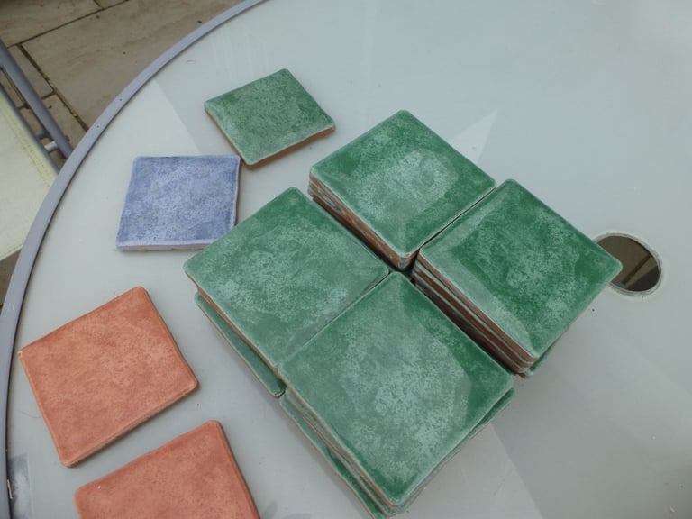Brand new handmade 10cm square wall tiles Blue orange and green available