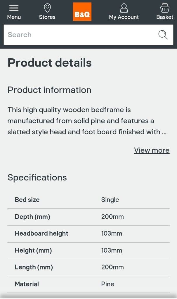 Brand new 3ft Atlantis high foot wooden bed 