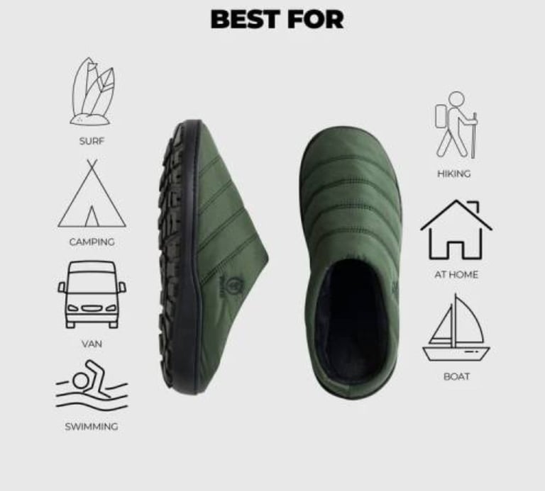 VOITED Soul Slipper - Lightweight, Indoor/Outdoor Camping Slippers, Tree Green, SIZE: Small. 