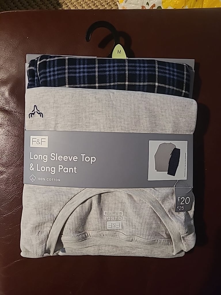 image for Mens Pyjama Set Size Medium Tesco F&F Brand New With Tags Cotton 