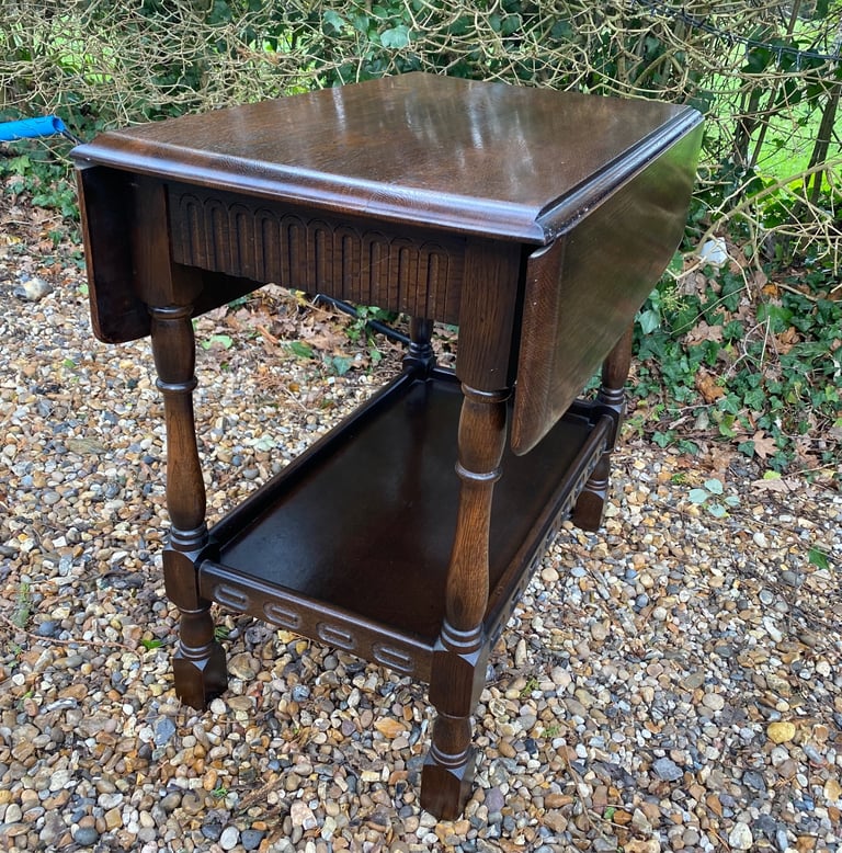 Vintage Dark Oak Small Drop Leaf Table