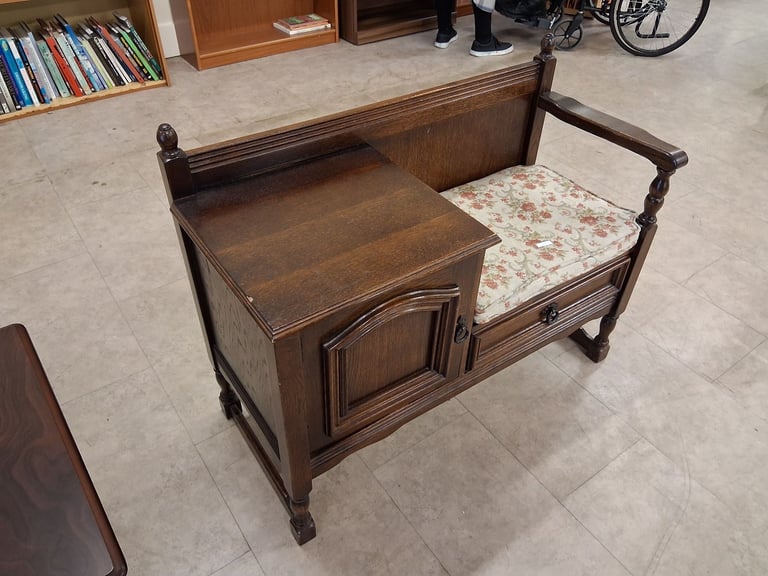 image for Vintage solid wood telephone seat