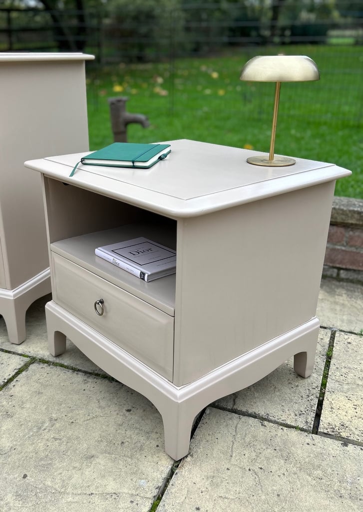 Upcycled Stag Minstrel chest of drawers and bedside cabinet set