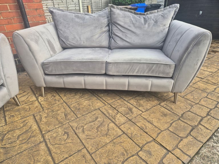 Grey velvet 2 & 3 seater sofas 