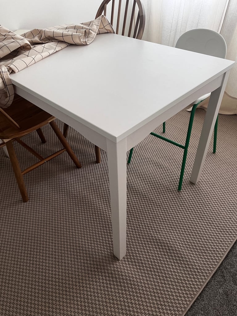 HAUGA Table ikea, white/birch veneer, 118x74 cm