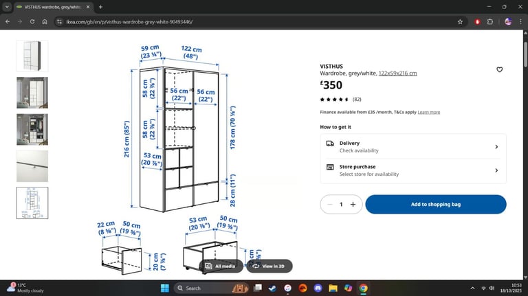 White/Grey VISTHUS IKEA Wardrobe