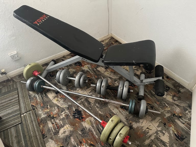 Workout bench and weights 