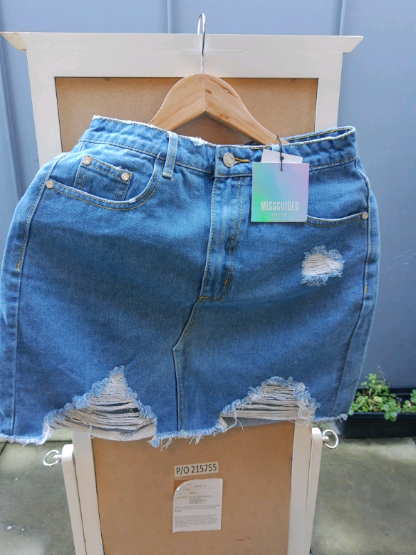 Missguided a line denim skirt cheap