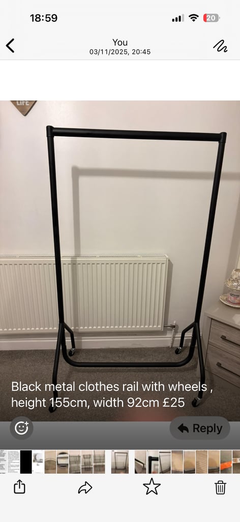image for Black metal clothes rail 