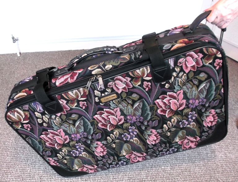 Large Jane Shilton Vintage Tapestry Suitcase with Matching Holdall