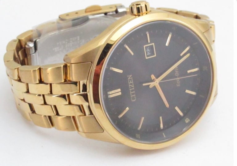 Citizen Eco Drive Men's 40mm Black Dial Gold Bracelet Solar Watch