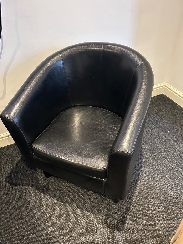 image for Black Leather Lounge Chair 