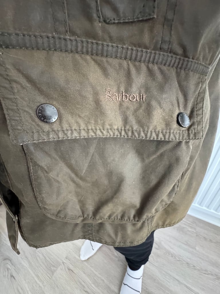Womens Barbour Retail Beadnell olive waxed jacket size UK 14 Immaculate Tartan
