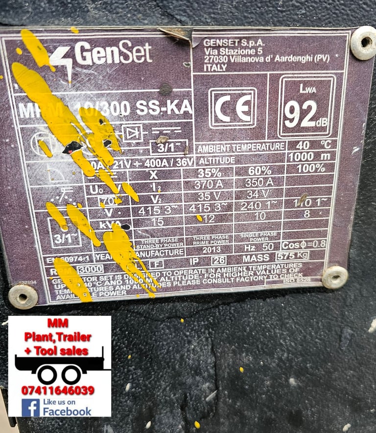 Genset welder generator 2013 / 93 hours see description + video £4500+vat