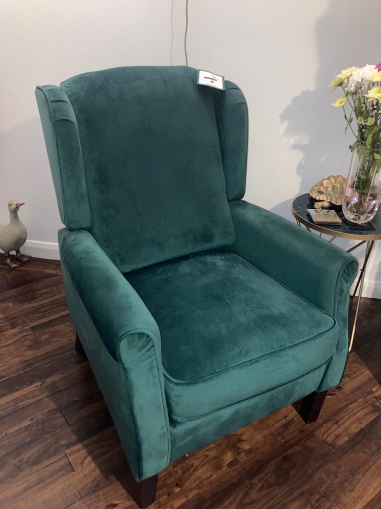 ASCOT WINGBACK VELVET RECLINER CHAIR IN GREEN