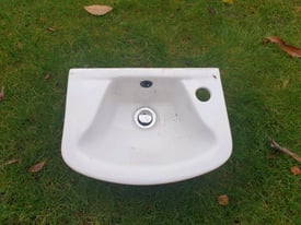 Small white sink. 