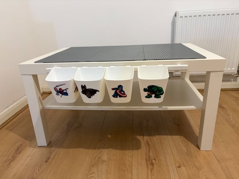 image for IKEA table with 4 holder pots and rail and full Lego table top