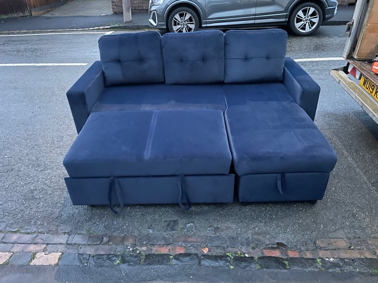 Corner sofa 🛋bed 🛌with storage reversible blue dark brand new available delivery extra cost 