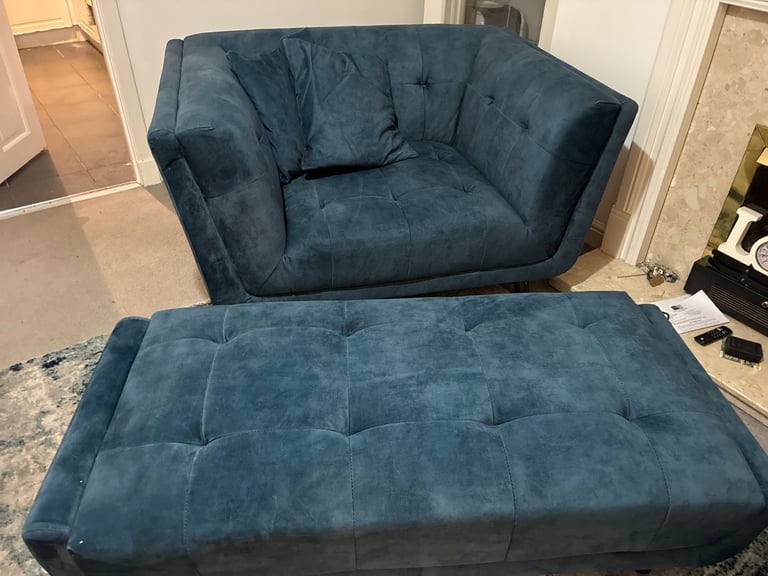 Love seat and chaise/ Footstool