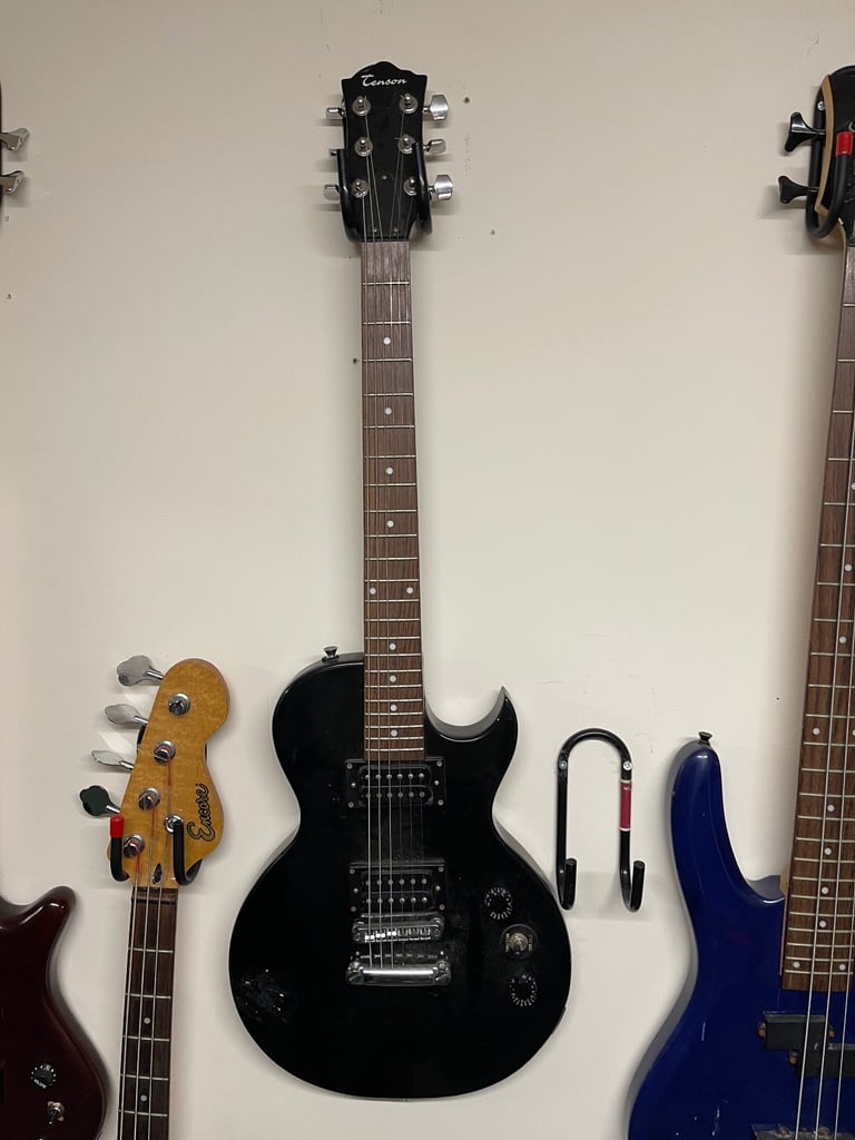 image for Tenson Black lp style rock electric guitar 4/4 Right Handed 6 String