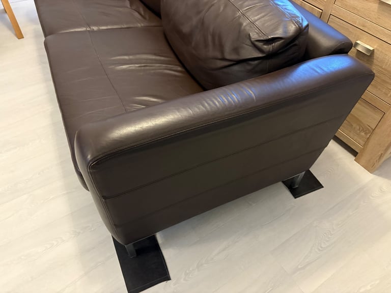 2 x brown leather sofas