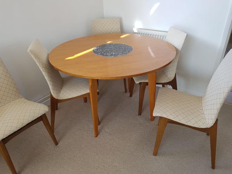 image for Vintage Lebus round dining table and 6 chairs