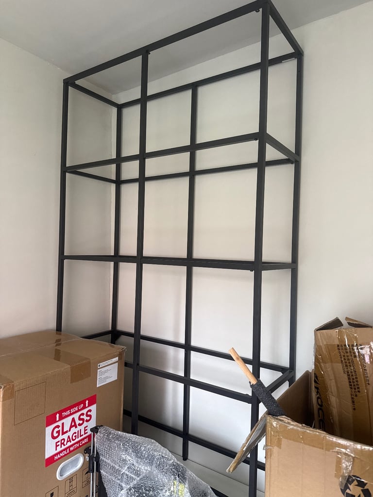 image for IKEA VITTSJÖ Shelving Unit Black-Brown/Glass 100x175 cm + 51x175 cm