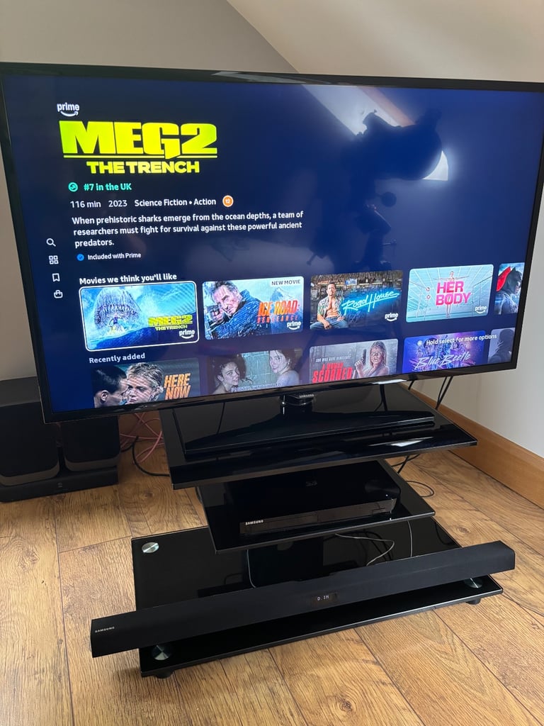 SOLD  - Samsung 46” Smart TV with BluRay Player and matching Samsung Soundbar with Subwoofer.