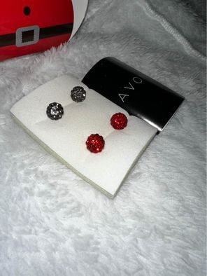 image for Avon Par of Red & Grey Stud Earrings 