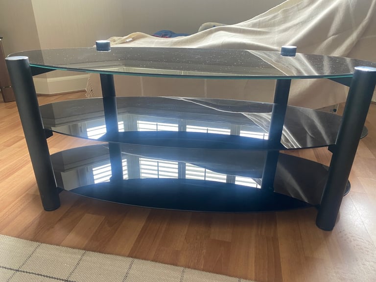 Black glass TV stand