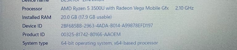 Ryzen 5 20GB Ram 512GB SSD UltraFast Gaming / Business Slimline High Spec Laptop, Boxed
