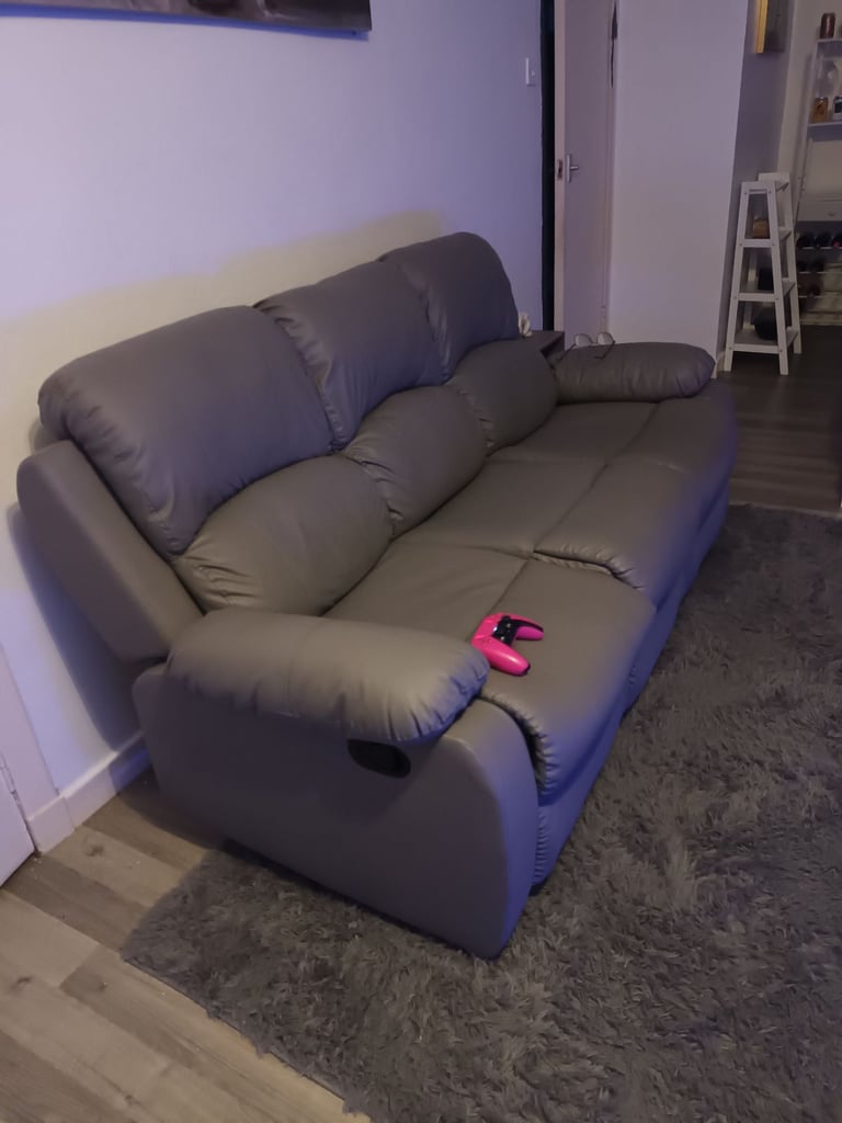 3 seater recliner faux leather sofa