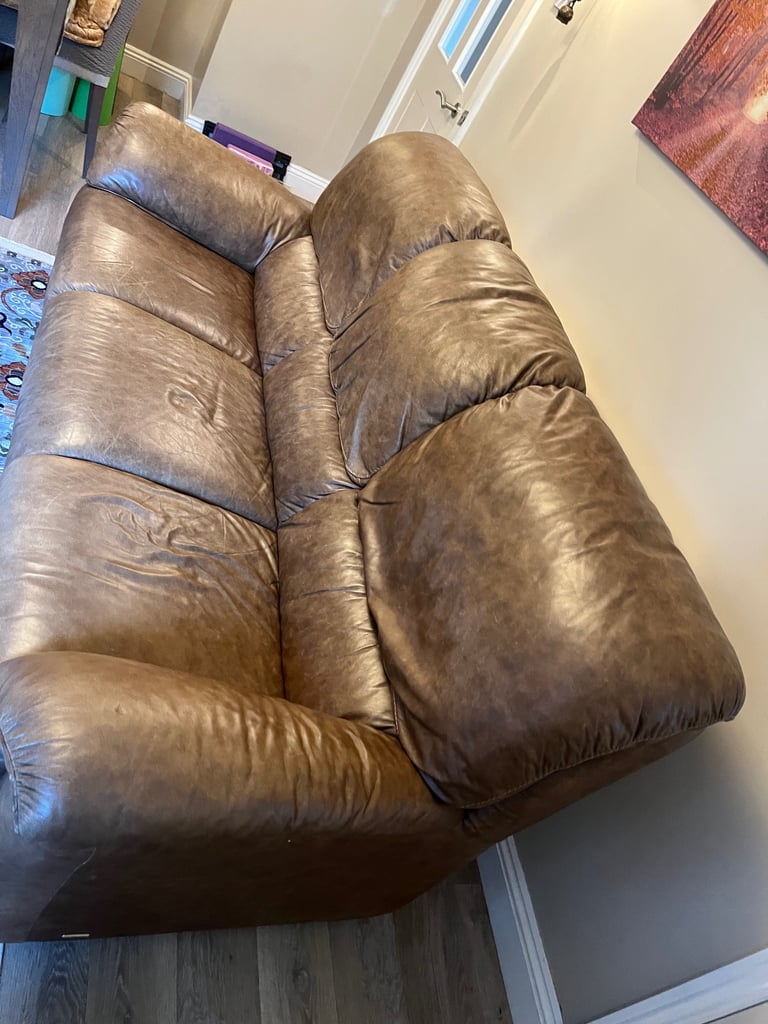 image for Free 3 seater brown Italian leather sofa 
