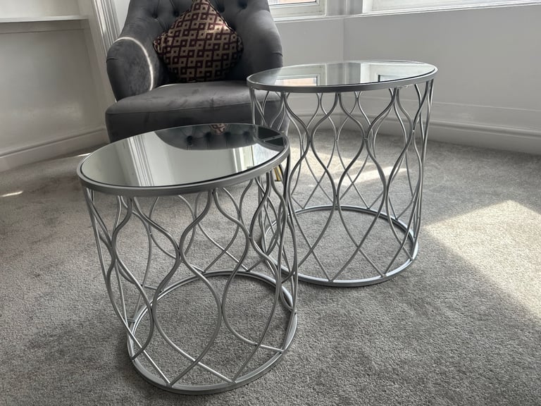 Silver Crome glass coffee tables  (ex display)