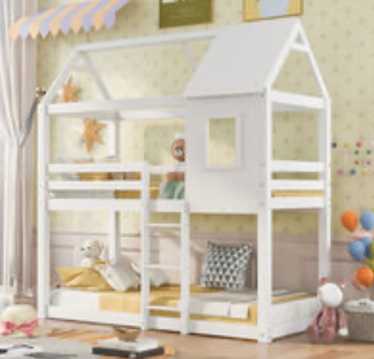 Bunk Bed for Kids,Solid Pine Wood,3FT -White