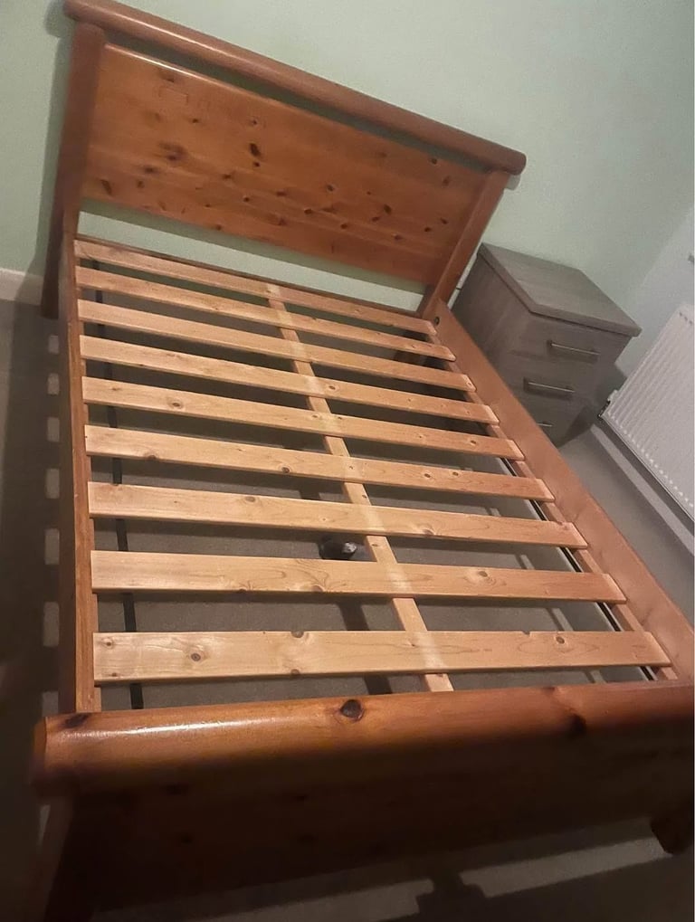 image for Solid Double bed + mattress (delivery available 