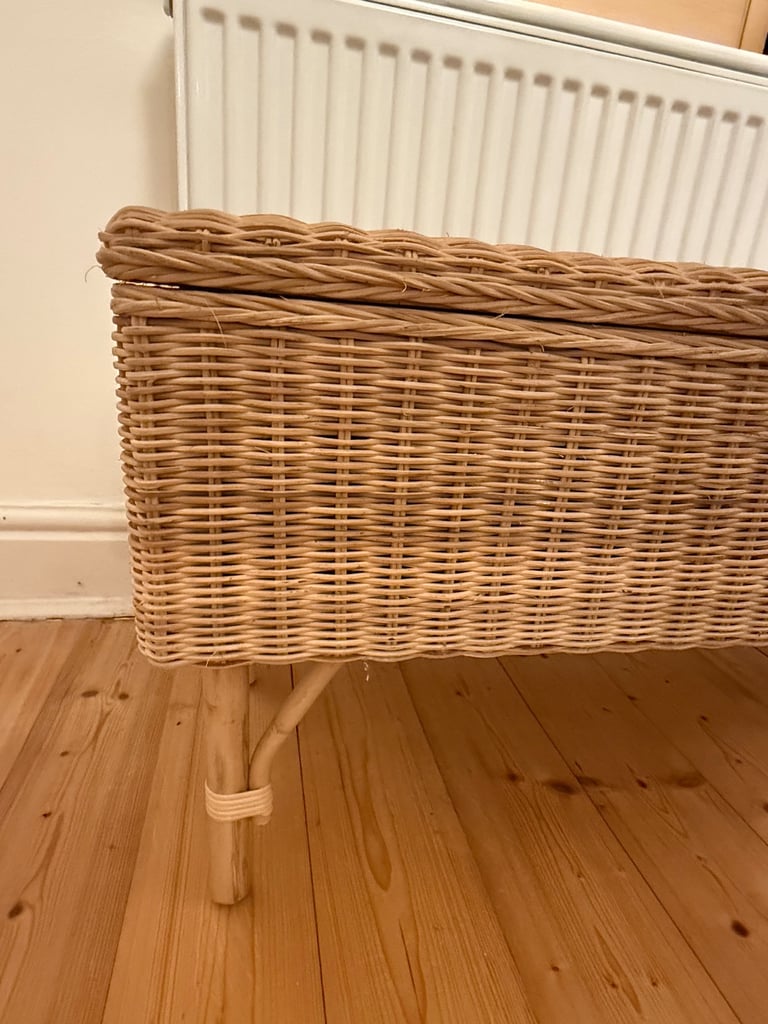 Bench with storage, handmade rattan, 120 cm