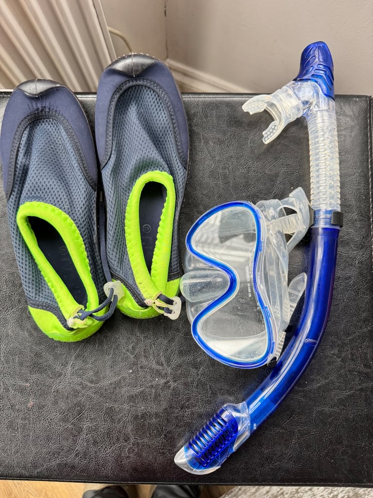 image for Snorkel and Mask Set with Water Reef Walking Shoes