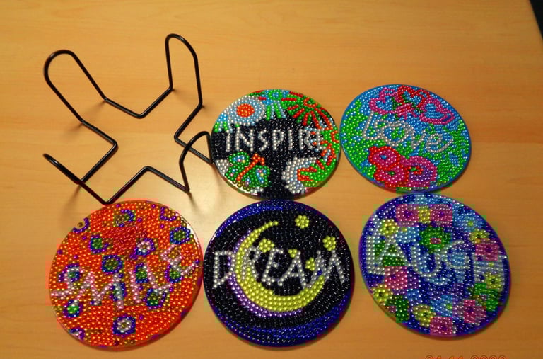 image for Set of 5 Inspirational Plastic Coasters with Cork Base 