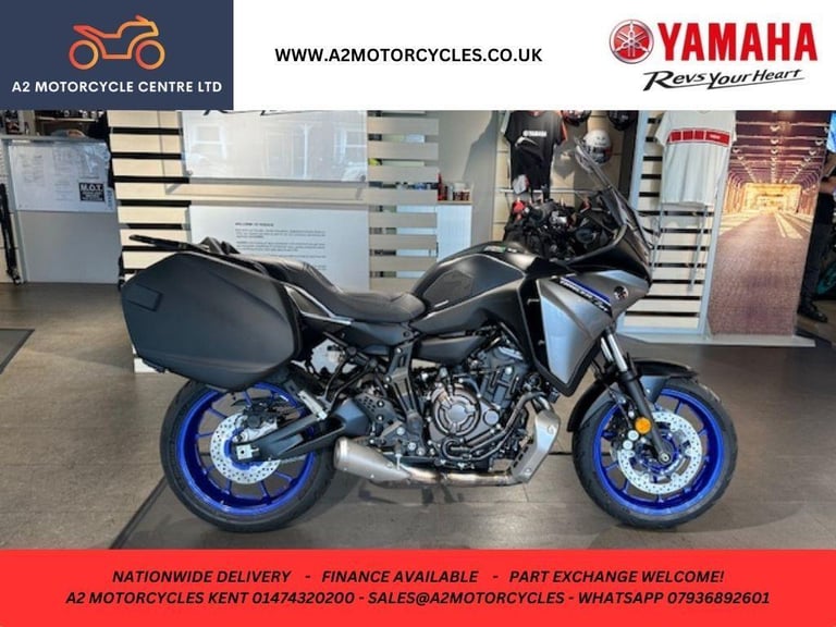 2024 Yamaha Tracer 7 GT ex-demo with under 600 miles in silver and blue