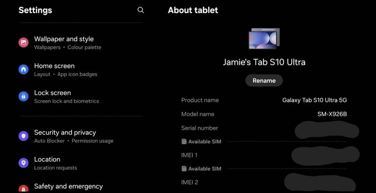 9 Days Old - Samsung Galaxy Tab S10 Ultra 14.6 Inch 5G 512GB 12GB Ram 120Hz OLED Gaming Tablet