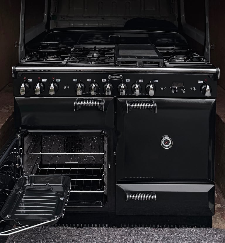 Rangemaster Elan Deluxe 110 Dual Fuel Range Cooker - Black