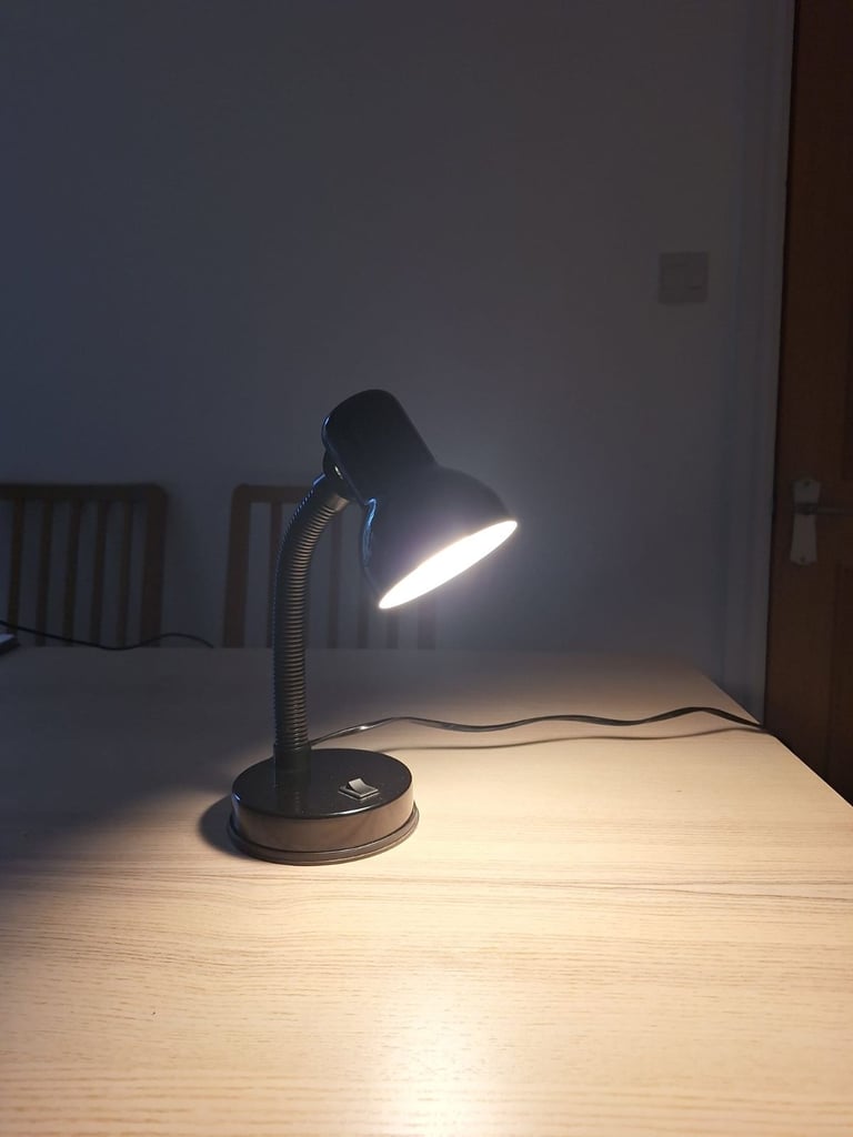 image for Black Gooseneck Desk Lamp with UK Plug – Great for Study or Bedside