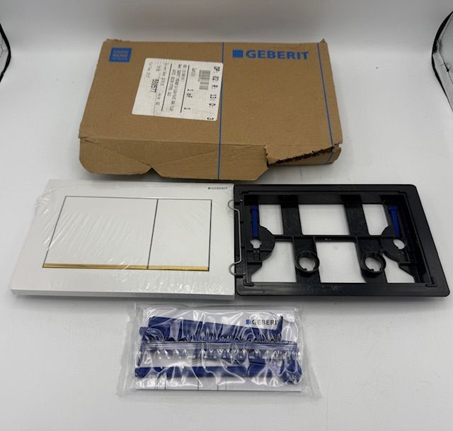 Geberit Omega20 Square WC Dual Flush Plate - White & Gold