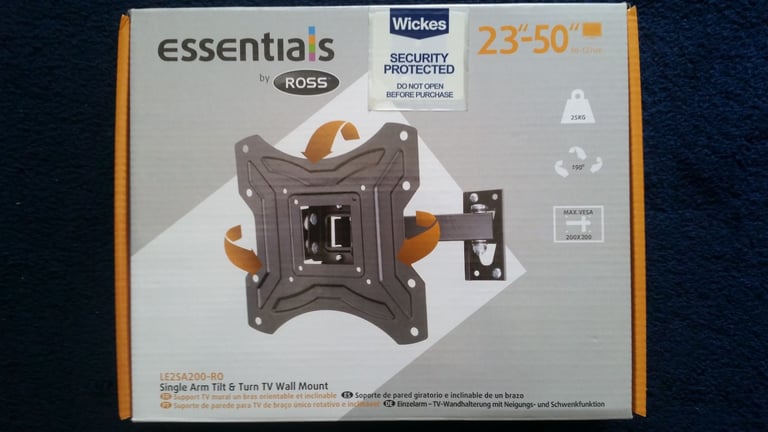 image for Essentials by Ross Single Arm Tilt & Turn TV Wall Mount LE2SA200-RO