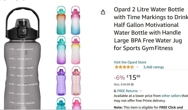  Large 2 litre Opard water bottle. Has daily markers