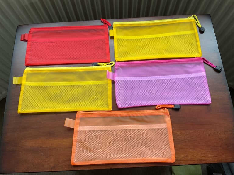 image for 5 NEW Colourful See Through Strong Pencil Cases.