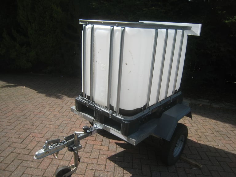 Erde water bowser trailer,600 litre IBC tank, Jockey wheel, Light board