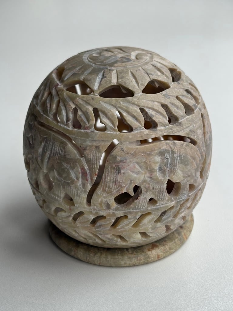 image for Hand-Carved Stone Tealight Holder