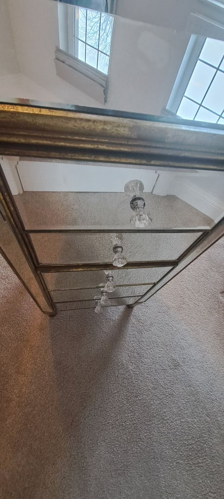 5 Drawer Mirror & Brushed Gold occassional/sofa/bedside table